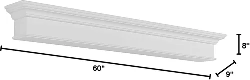 Vista 3 de Pearl Mantels 610-60 Henry Mantel Mantel MDF, 60", pintura blanca