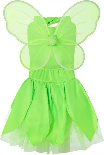 Vista 6 de Disfraz de princesa Tinkerbell para niñas pequeñas, disfraz de Halloween, disfraz de hada, mini vestido de cosplay con alas