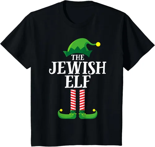 Vista 23 de Playera de pijama para fiesta de Navidad, grupo familiar a juego con elfo judío