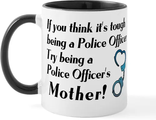 Vista 11 de CafePress Taza de café de cerámica de 11 oz (11.0 fl oz) de Police Mom