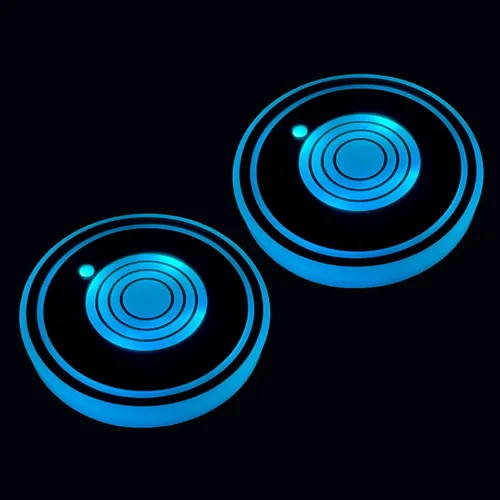 Vista 11 de Paquete de 2 posavasos con luz para automóvil, luces LED, sensor inteligente, recargable, 7 posavasos que cambian de color (A)