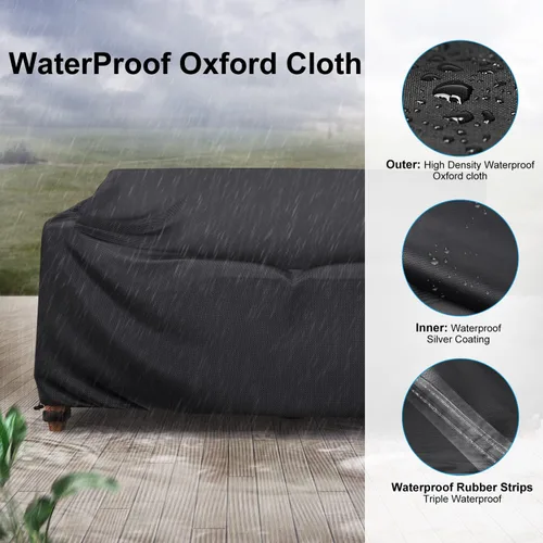 Vista 5 de Funda para Sofá de Patio de Servicio Pesado Impermeable, Mrrihand Funda para Sofá Loveseat de Exterior de 2 Plazas, Funda para Muebles de Patio