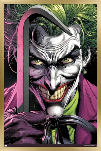 Vista 17 de Trends International DC Comics The Joker - Póster de pared con barra de palanca, 22.4 pulgadas de largo x 14.7 W, versión enmarcada de madera