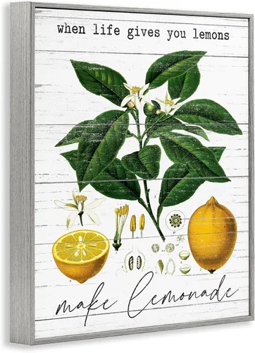 Vista 2 de Stupell Industries 'La vida da limones fruta del país' Arte Giclée enmarcado Granja Gris (Texturado)