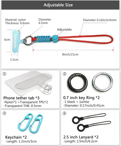 Vista 4 de Correa de muñeca para teléfono celular, pulsera para teléfono celular, cordón de muñeca para cámara, cordón de muñeca corto para llaves, cordón