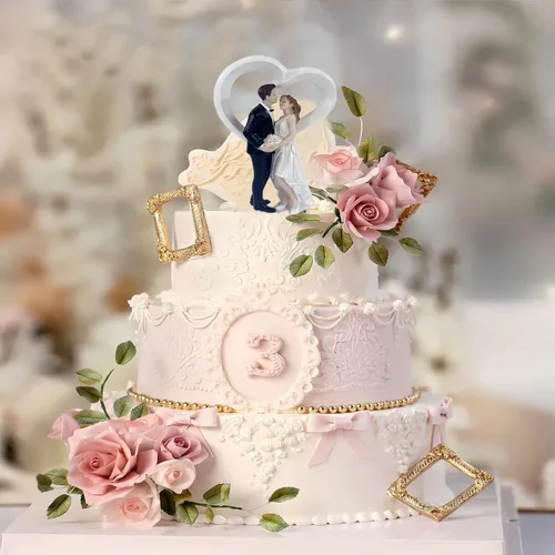Vista 5 de Decoración de pastel de boda, figura de novia y novio, elegante decoración de pastel de resina para bodas, compromisos, aniversarios