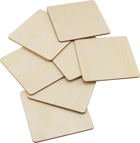 Vista 3 de HOIGON 30 piezas cuadradas de madera sin terminar, hojas de madera de tilo en blanco de 6 x 6 pulgadas, recortes de madera para manualidades