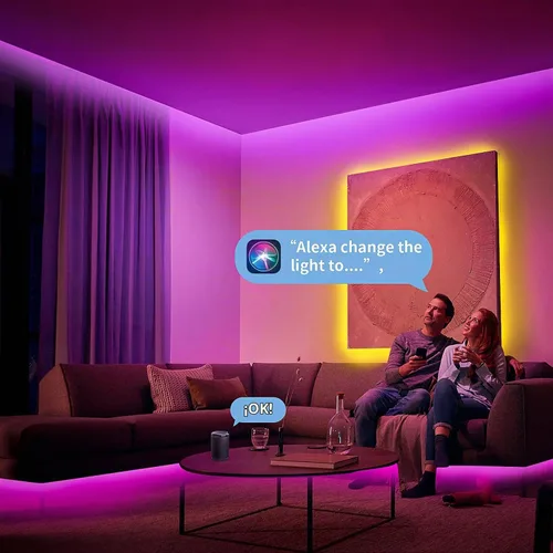 Vista 3 de KSIPZE Tira de luces LED inteligentes con WiFi, luces LED RGB+IC para dormitorio, trabajo con Alexa, control de aplicación, sincronización