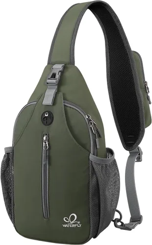 Vista 37 de Waterfly - Mochila cruzada tipo bandolera para viajes y caminatas, bolsa de pecho, Gris, talla única
