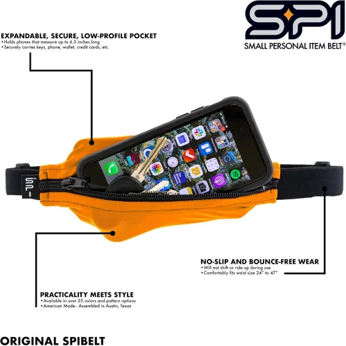 Vista 3 de SPIbelt Cinturón para correr, sin rebote para corredores, atletas, hombres y mujeres, se adapta a teléfonos iPhone y Android, Negro