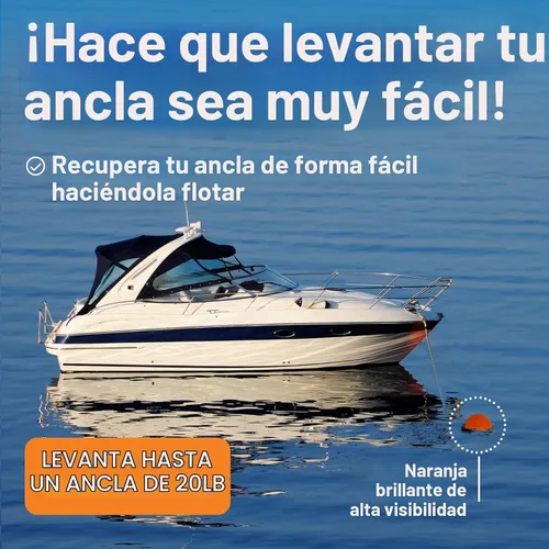 Vista 6 de Boya de anclaje y anillo de recuperación de vinilo para barco, boya de amarre redondo, parachoques o marcador y bola flotante de anclaje para línea