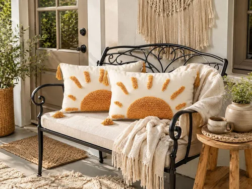Vista 6 de Zealax Funda de almohada decorativa bohemia de 18 x 18 pulgadas para sofá, sala de estar al aire libre, fundas de almohada copetudas con borlas