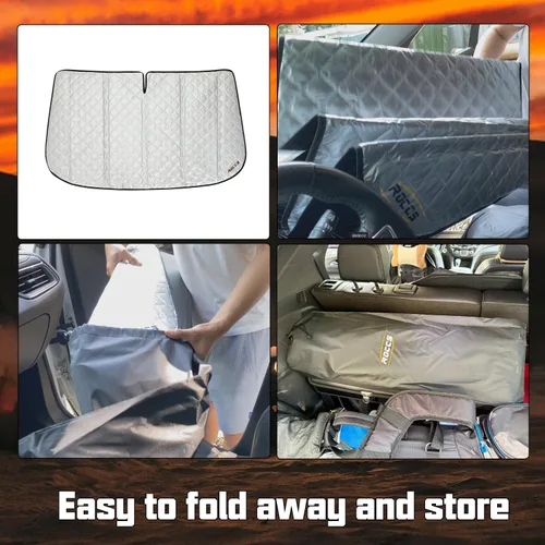 Vista 6 de ROCCS Parasol para parabrisas más grueso compatible con Mercedes Benz Sprinter Freightliner Cargo Crew 2007-2025, parasol plegable con diseño