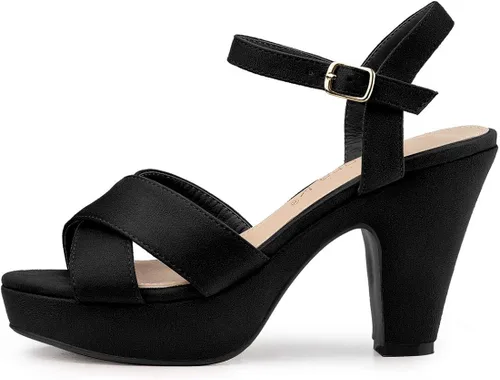 Vista 7 de Allegra K Sandalias de plataforma con tacón grueso para mujer