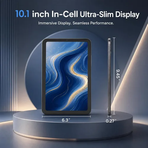 Vista 4 de Tablet de 10.1", Android 15, 20GB (8+12) RAM, 256GB ROM, pantalla táctil IPS HD de 1280x800, batería de 6000mAh, Bluetooth, cámara dual, GMS, WiFi