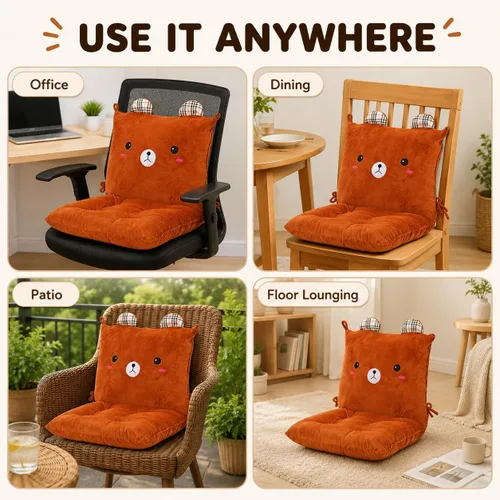 Vista 6 de ChezMax juego de almohadón relleno con acolchado, respaldo y asiento, para auto; silla mecedora cuadrada plegable, con estampado de caricaturas