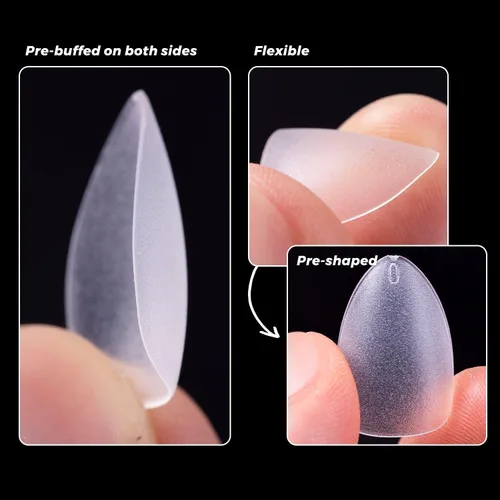 Vista 5 de Maniology Puntas de uñas de cobertura completa para extensión (15 tamaños, 300 piezas), uñas a presión (almendra corta)