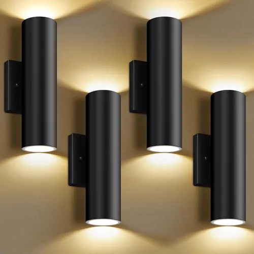 Vista 9 de GoBright Luces de pared al aire libre, cilindro integrado 12W LED arriba