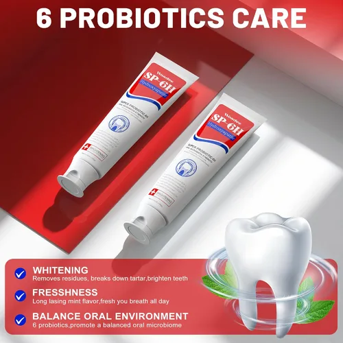 Vista 6 de Woadee SP-6 Hydroxyapatites Pasta de dientes, SP-6 Pasta dental blanqueadora probiótica, 6 probióticos+fórmula de hidroxiapatitas para blanquear