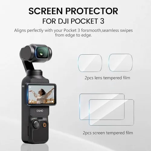 Vista 3 de Funda protectora de silicona para lente de pantalla para DJI Osmo Pocket 3 Accesorios (Negro)