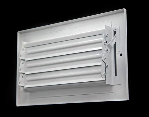 Vista 3 de Rejilla de suministro de aire de 1 vía de 16 pulgadas x 8 pulgadas - Tapa de ventilación y difusor - Cara plana estampada - Blanco.