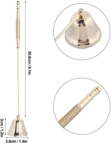 Vista 2 de TOPINCN Vela Snuffer Bell Shape Candle Snuffer Herramienta de vela de acero inoxidable Snuffer Put Out Wick Candle Cover Tool (dorado)
