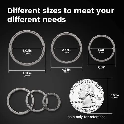 Vista 5 de TIKIDESIGN Titanium Key Rings for Keychains, Quick Release Side Pushing Key Chain Rings Kit, Titanium Key Rings for Men
