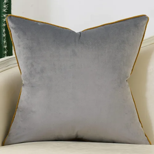 Vista 2 de Avigers Funda de almohada de 18 x 18 pulgadas, gris, terciopelo, cremallera