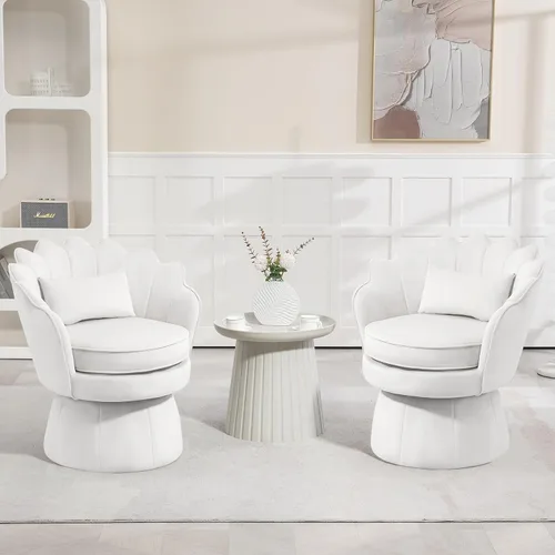 Vista 7 de ZJhome Silla Accent Giratoria de 360°, Silla de Barril de Terciopelo Moderna de Mediados de Siglo, Cómoda Silla de Brazo en Forma de Concha