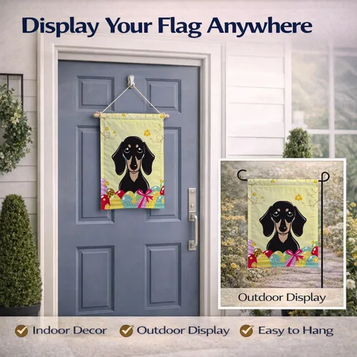 Vista 671 de Caroline's Treasures BB1923GF Bandera decorativa para jardín con diseño de Border Collie, para caza de huevos de Pascua, para jardín, jardín, patio