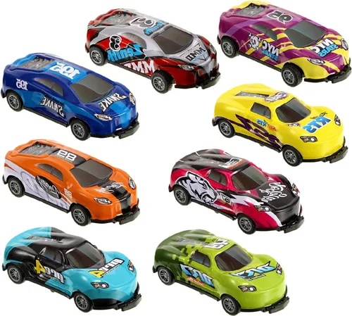 Vista 8 de 8 autos de juguete de carreras de tracción hacia atrás, autos de metal para saltar a troquel para niños de 3 a 6 años, no necesitan baterías, auto