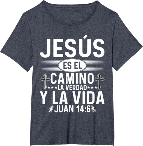 Vista 52 de Camisetas Cristianas en español Versículos Biblia Juan 14:6 Camiseta, Negro, S