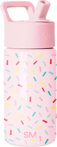 Vista 55 de Simple Modern Botella de agua para niños con tapa con pajilla, vaso aislado de acero inoxidable de 14 onzas para niños y a prueba de derrames