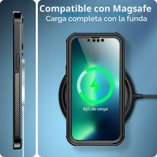Vista 6 de Red2Fire Diseñado para iPhone 13 Pro Max, con protector de pantalla integrado de 360 ° cubierta protectora de cuerpo completo, resistente, ligera