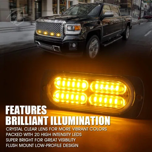 Vista 3 de Xprite Kit de 24 luces estroboscópicas LED ámbar de montaje en superficie con panel de control, conjuntos de luces de advertencia de emergencia