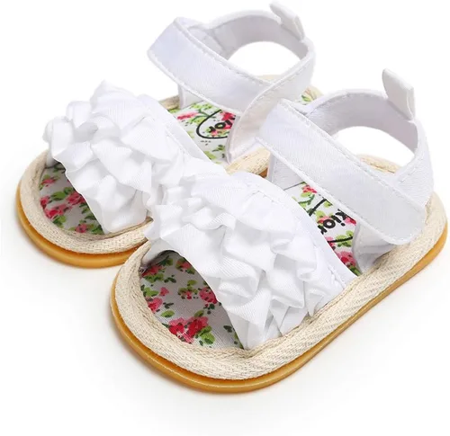 Vista 61 de Meckior Sandalias de verano con punta abierta y suave de piel sintética para bebés y niñas pequeñas