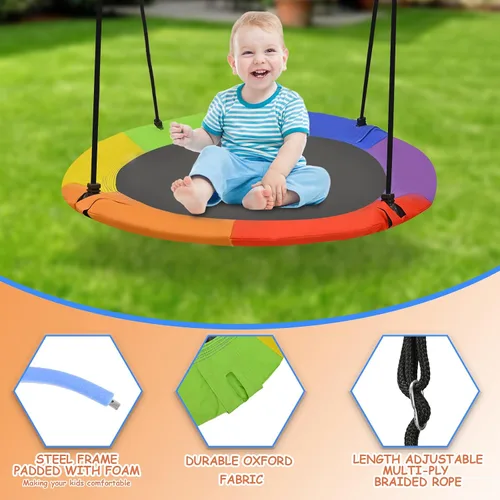 Vista 2 de Juego de columpio para árbol de 40 pulgadas, capacidad de peso de 700 libras, columpio volador con correas para colgar para patio trasero, patio