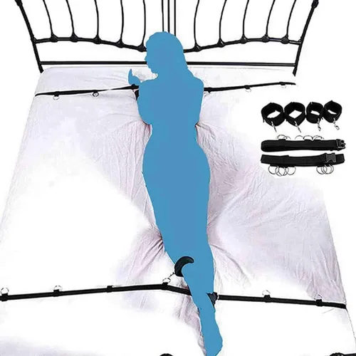 Vista 7 de Juego de amarres sexuales para mujer, kit sexual para parejas debajo de la cama King, lazos sexuales para tobillos y muñecas, correas de cama