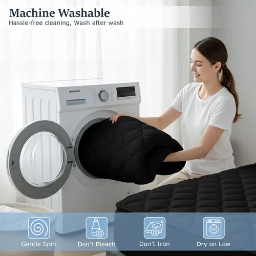 Vista 6 de LUX Décor Protector de Colchón Twin - Cubrecolchón Acolchado Elástico Ajustable Protector Hasta 16 Pulgadas de Profundidad - Cubrecolchón Suave