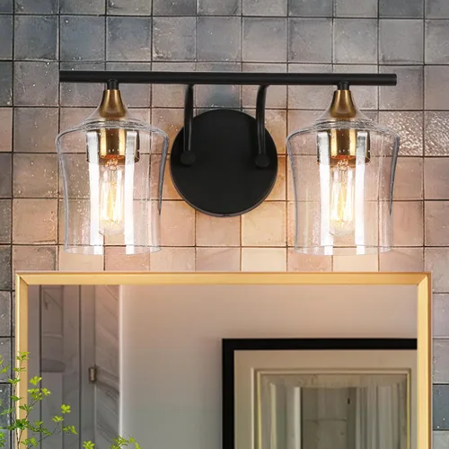 Vista 6 de KSANA Accesorios de iluminación de tocador de 2 luces con pantallas