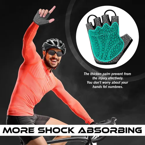 Vista 4 de WESTWOOD FOX Guantes de ciclismo de medio dedo, unisex, acolchados, para la palma de la mano, guantes de ciclismo de MTB para hombres y mujeres