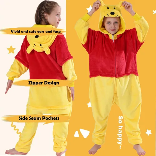 Vista 4 de SWEETXIN Kids Unisex Onesie Pajamas Plush One Piece Halloween Costume Cosplay Sleepwear for Girls Boys