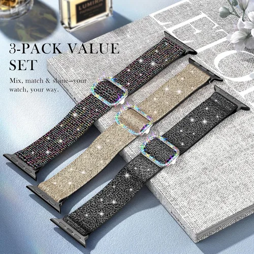 Vista 3 de LETOID Correas elásticas diseñadas para Apple Watch Band de 1.496 pulgadas, 1.575 pulgadas, 1.614 pulgadas, 1.654 pulgadas, 1.732 pulgadas, 1.772