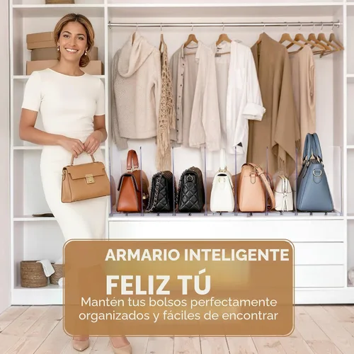 Vista 5 de Organizador de bolsas y bolsos ajustables para clóset Divisores de estantes transparentes para organización del armario, separador vertical