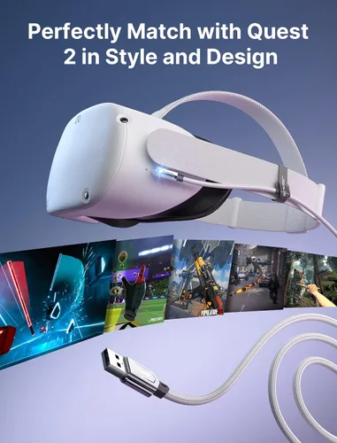 Vista 4 de JSAUX Cable de enlace de 16 pies compatible con accesorios MetaOculus Quest 2ProPico 4 y PCSteam VR, USB 3.0 de alta velocidad de transferencia