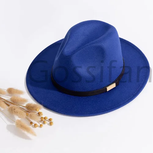 Vista 18 de Sombreros Fedora para hombre, sombrero Panamá de ala ancha con cinturón clásico Unisex Felt Fedora, Adjustable Fit, Breathable Sweatband, All-Day