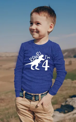 Vista 2 de rawr im 4 year old boy shirt roar 4th birthday shirt boy four dinosaur tshirt