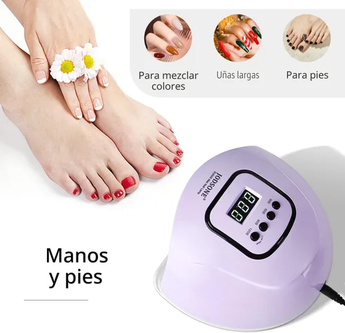 Vista 6 de JODSONE Lámpara de uñas LED U V, secador de uñas para esmalte de gel con luz LED con sensor automático y 4 temporizadores, color morado