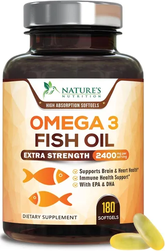 Vista 11 de Suplementos de aceite de pescado Omega 3 – 2400 mg de aceite de pescado por porción – Omega-3 de triple fuerza con ácidos grasos EPA y DHA – Apoyo