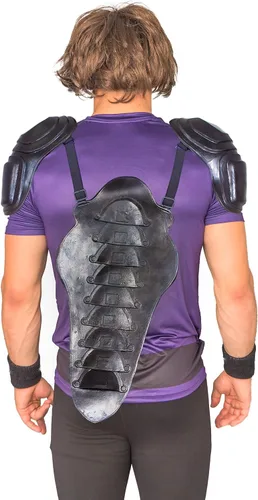 Vista 3 de Conjunto completo de disfraz de Halloween de cobras moradas con armadura y peluca